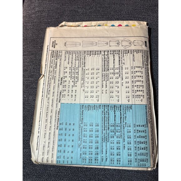 McCalls 6032 Vintage 1978 Sewing Pattern Size 16.5/18.5/20.5 Half-Size Blouse Ve - Picture 3 of 5